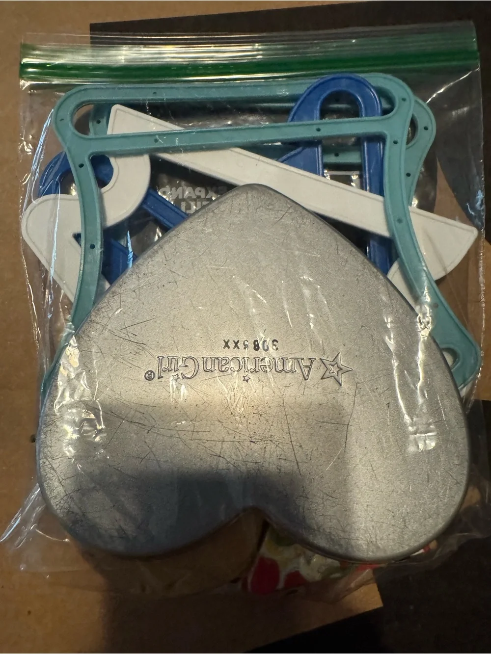 American Girl Doll large heart shaped pizza pan & hangers
